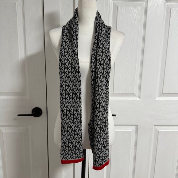Michael Kors Knit Logo Black Gray Scarf One Size - Picture 4 of 9